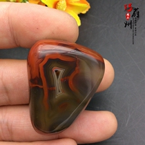 Exquisite and pure natural Xuanhua Warring States red agate pendant with image-shaped silk-wrapped frozen raw stone handle