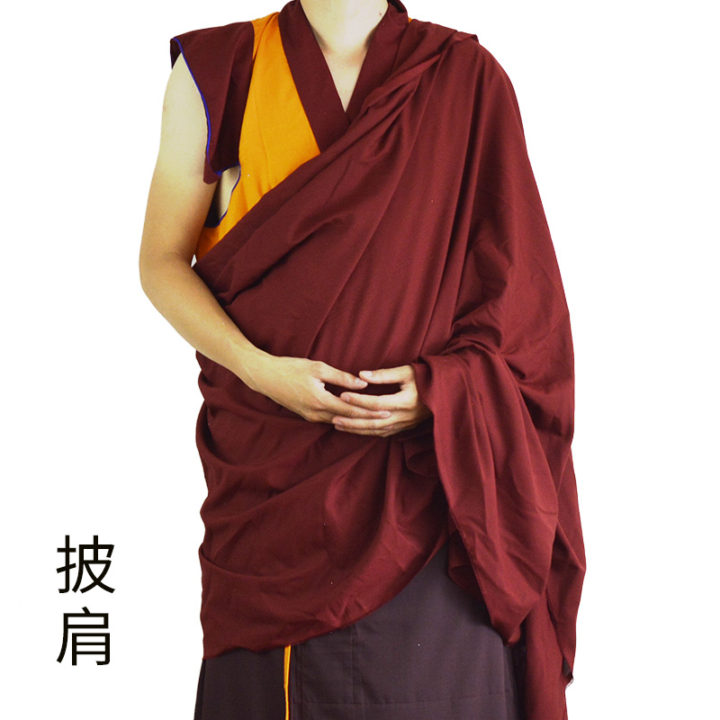 L Tibetan monk monk's uniform imported fine cloth imitation iron hemp shawl shoulder cask monk coat red Tibetan shawl hide red-Taobao