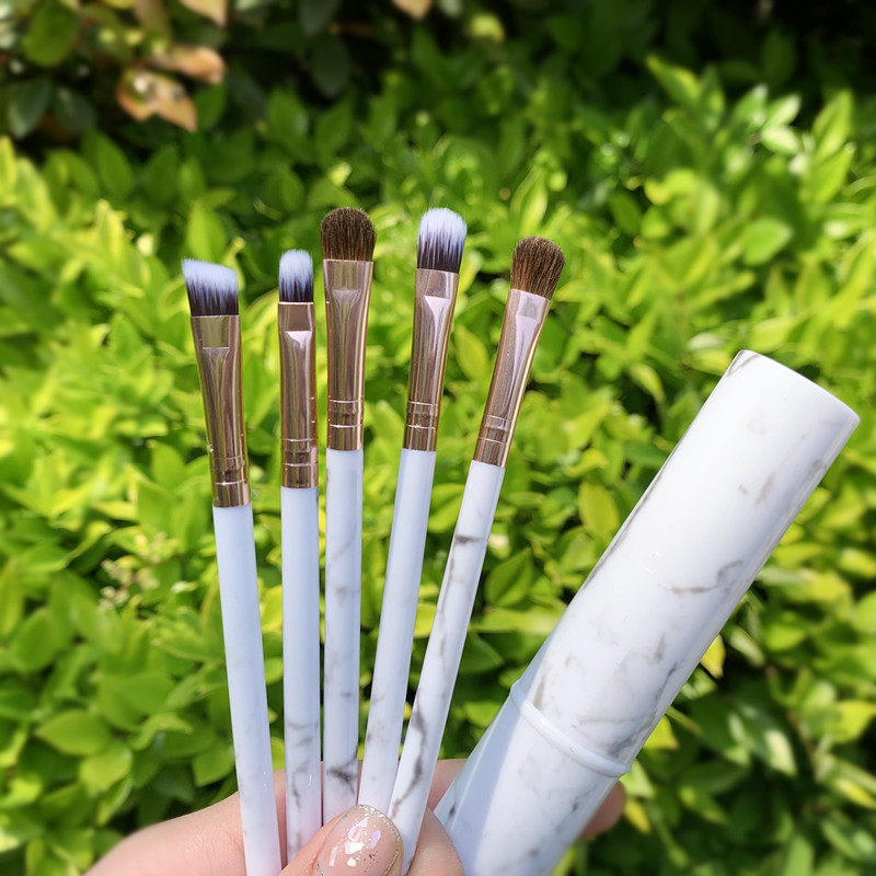High face value marble Five eye shadow brush eye cover Brushed horse hair flawless eyebrow brush eye line lip refresh hand portable