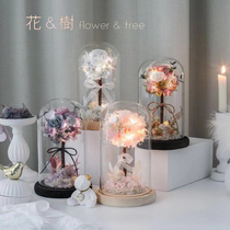 Imported immortalized flower glass cover gift box immortalized rose to send girlfriend birthday gift Creative gift SF