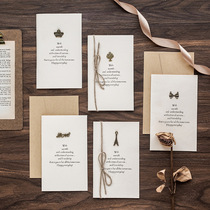 High-end creative zakka style metal hemp rope greeting card lover birthday gift blessing message card with envelope