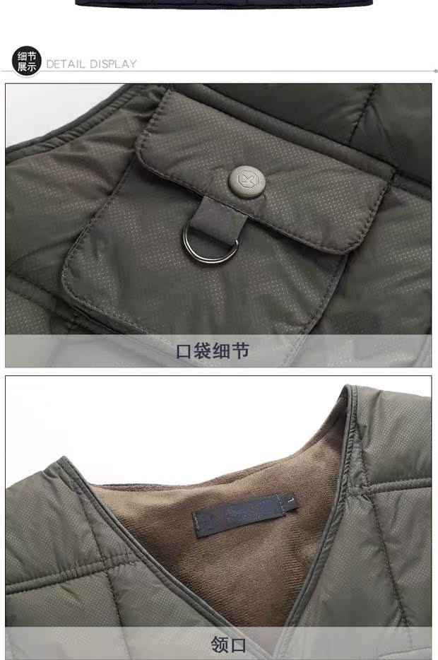 Mùa thu đông trung niên xuống áo vest cotton nam ấm áp cộng với áo lót nhung lót vest vest nhiều túi bố áo ba lỗ nam tập gym