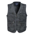 Mùa xuân và mùa thu mẫu trung niên vest nam kích thước lớn giản dị nhiều túi câu cá vest nam áo khoác cotton vai cha áo ghi lê nam Áo vest cotton