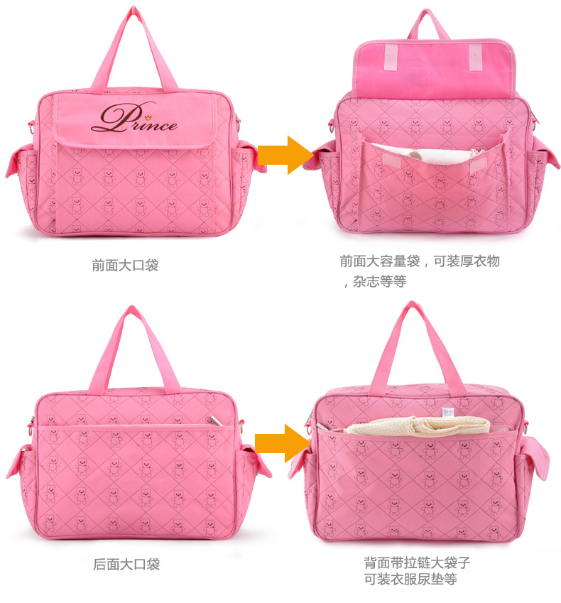 Mommy vai túi công suất lớn đa chức năng cầm tay túi chống thấm nước bé lớn ra canvas sẵn sàng túi túi túi đồ dùng cho bé yêu