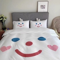 Washed cotton soft anti-mite moisture absorption for four seasons available in four sets full cotton linen bed hat adorable cartoon