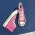 Giày cổ điển màu hồng cổ điển của phụ nữ retro thập niên 1970 Giày vải cao để giúp nam và nữ đi giày phẳng giày bình thường - Plimsolls
