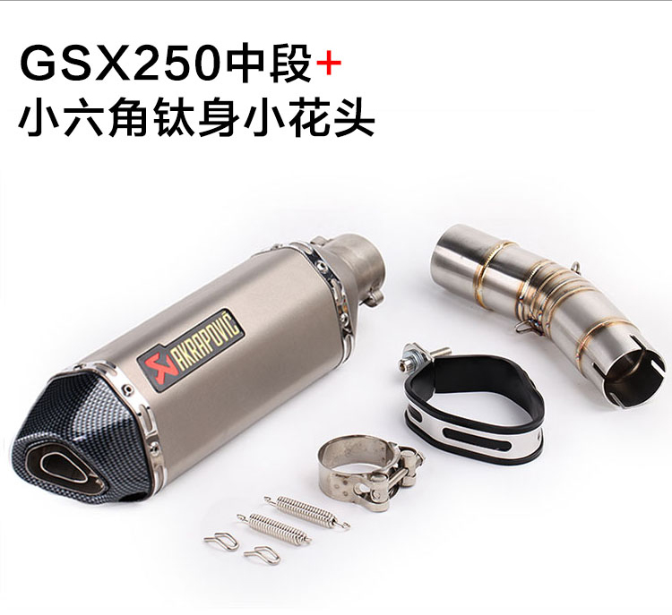 Xe máy thể thao sửa đổi Suzuki GSX250R phần giữa nối ống nhỏ hình lục giác đôi miệng ống xả Tianyu phổ - Ống xả xe máy giá pô xe wave alpha zin