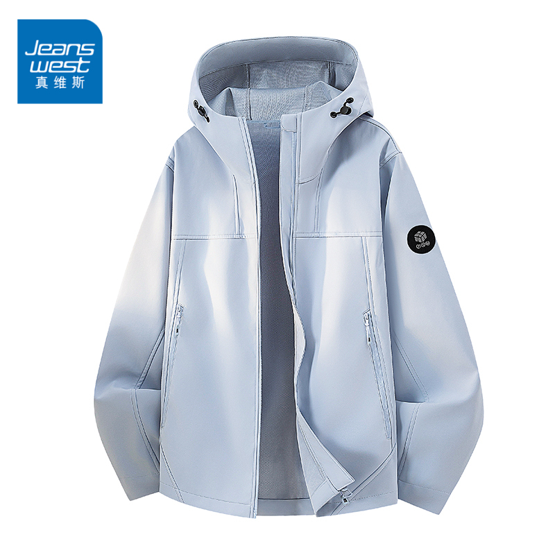 Jeanswest Hooded Jacket for Men 2026 Spring and Autumn New Loose Casual Versatile Softshell Windbreaker Jacket for Men Jeanswest Hooded Jacket for Men 2026 Spring and Autumn New Loose Casual Versatile Softshell Windbreaker Jacket for Men