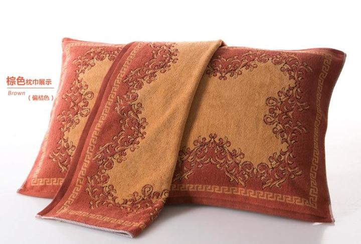 Khăn gối vàng vận chuyển cotton cao cấp chính hãng đôi chống bẩn mặc màu tăng gấp đôi độ dày khăn gối người lớn khăn choàng gối