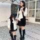 ເສື້ອຍືດເດັກນ້ອຍຍິງ ເສື້ອກັນໜາວ ຊຸດພໍ່ແມ່-ລູກໃສ່ Y9 vest pleated skirt college style suit bow top mother-daughter wear