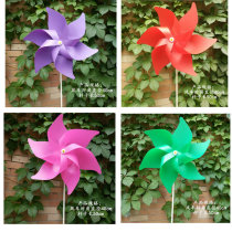 Outdoor rotating toy windmill hexagonal solid color with pole windmill childrens toy windmill garden plug Windmill