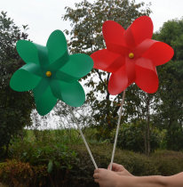 Glass drill rod round hexagonal six-leaf color Windmill garden scenic area decorative plastic windmill 38CM garden Windmill