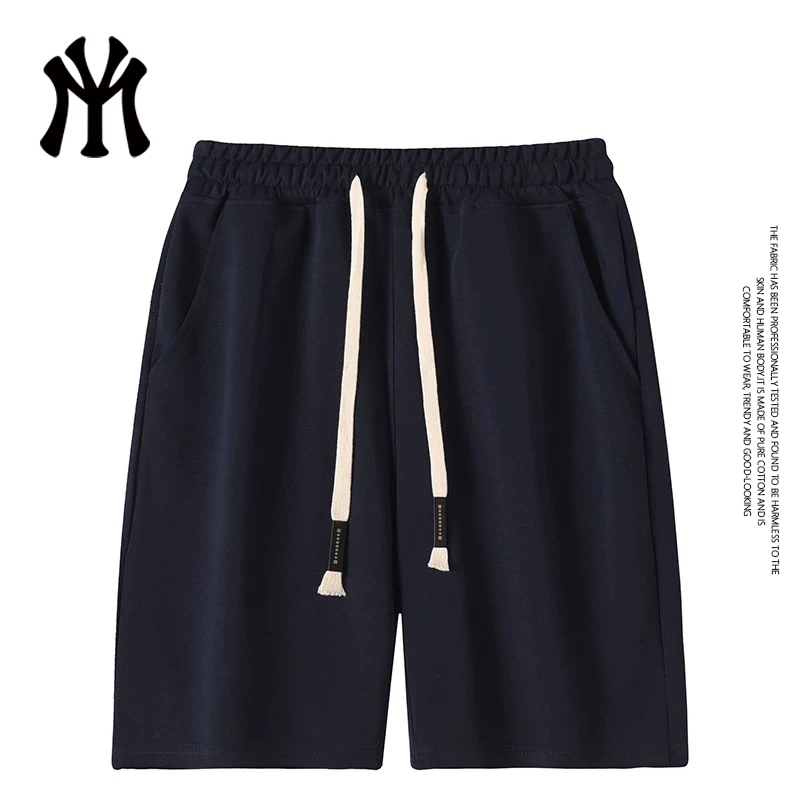 Myju Official Authentic Trendy Brand White Five-Point Shorts Unisex Casual Sports Shorts Drawstring Mid-Length Shorts A3