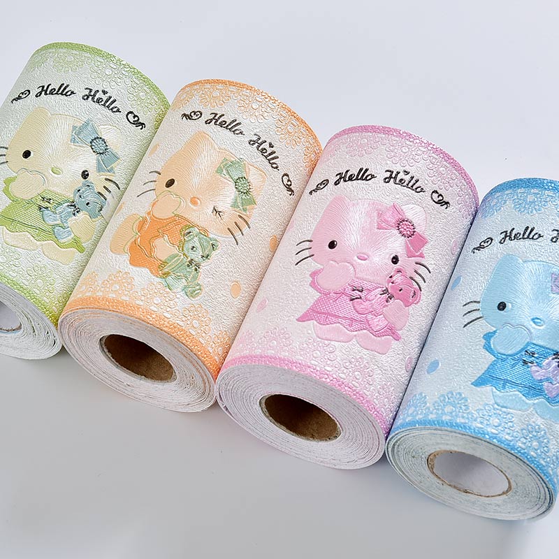 Cartoon animation waist line waterproof self-adhesive decorative partition strip cute children's room wall stickers kindergarten stickers powder room