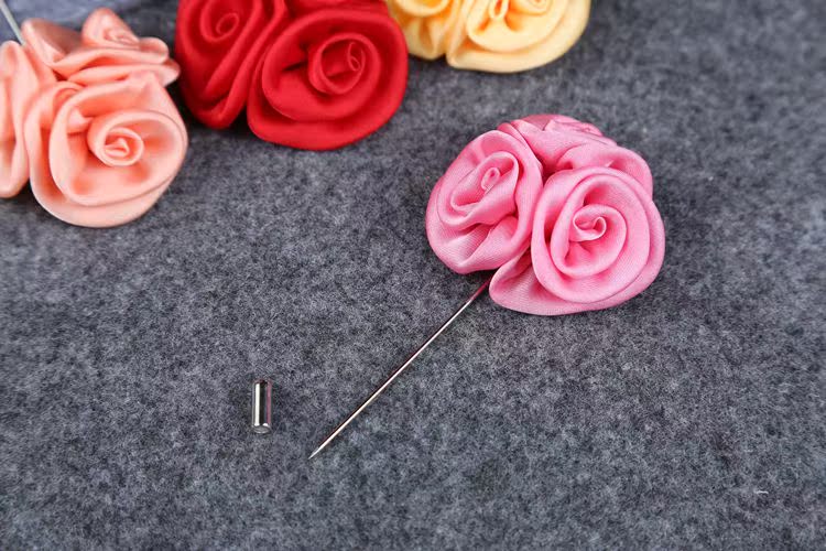 Mới thủ công châu Âu và Mỹ vải trâm ba trong một hoa hồng cổ áo hoa nam phù hợp với áo sơ mi chèn trâm cài - Trâm cài huy hiệu cài áo