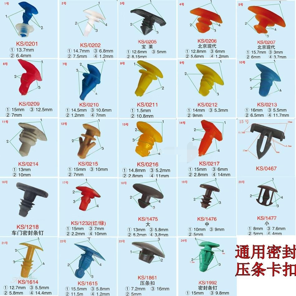 Car window door foot pedal door sill machine hood seal strip clip pressure strip clip rubber strip nail screw
