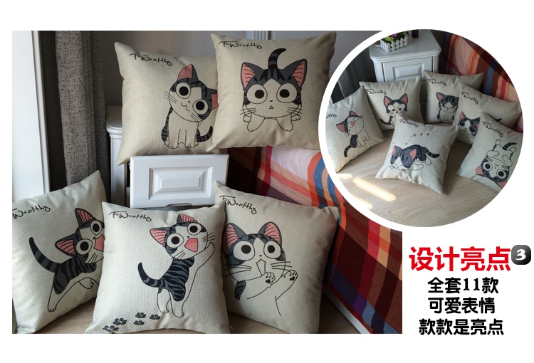 Pho mát cartoon lanh mèo bông sofa gối đệm gối xe gối đệm thắt lưng đệm gối vận chuyển - Trở lại đệm / Bolsters Bộ chăn gối văn phòng hình thú