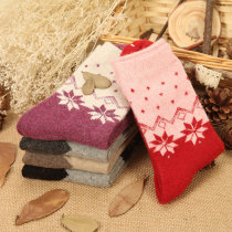 (Five Pairs) Men and women Rabbit Wool Socks Winter Warm Medium Barrel Gold Silk Deer Rabbit Wool Female Socks Manufacturer