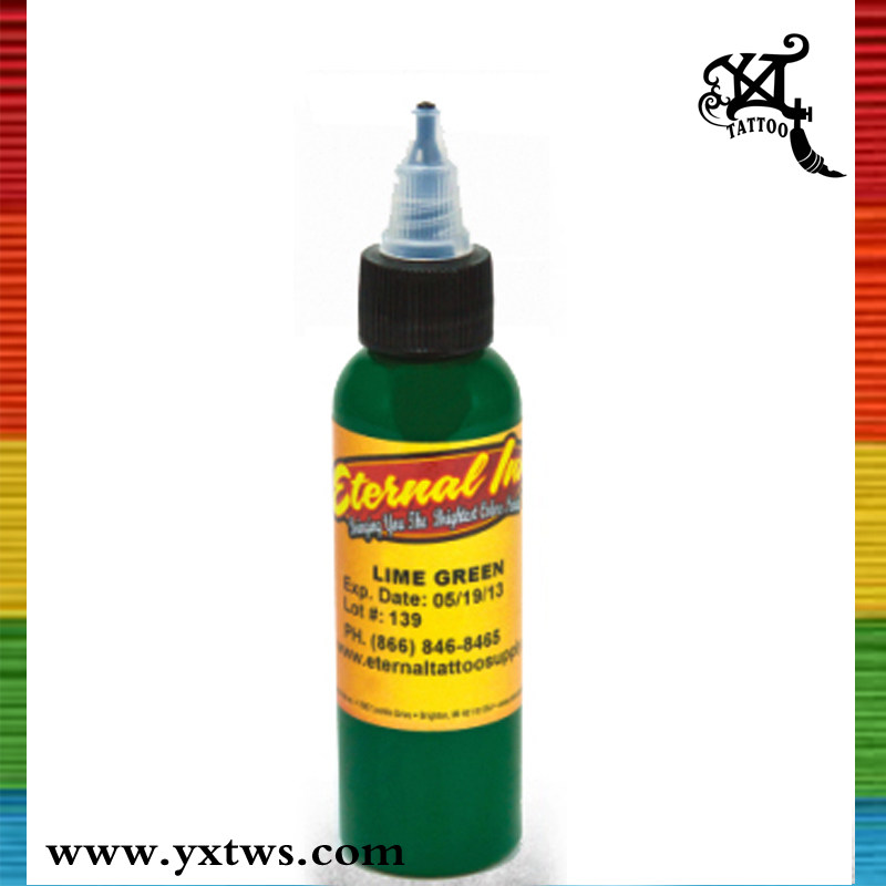 One ounce of Etroram Green Lime Green, imported tattoo color