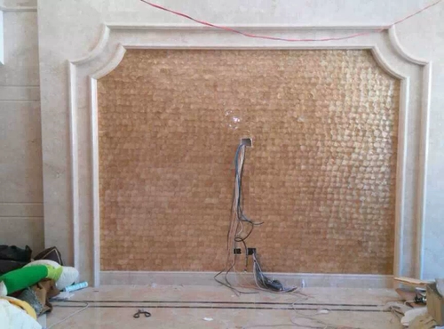 Обои раковины мозаичная легкая роскошная атмосферная, простая современная трехмерная белая золотая гостиная