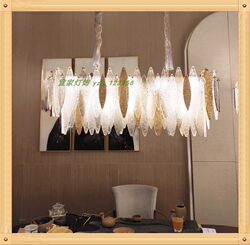 Light Luxury Post-Modern Minimalist Crystal Chandelier Model Room Dining Room Lamp Bar Table Lamp Rectangular Glass Creative Personality Lamp