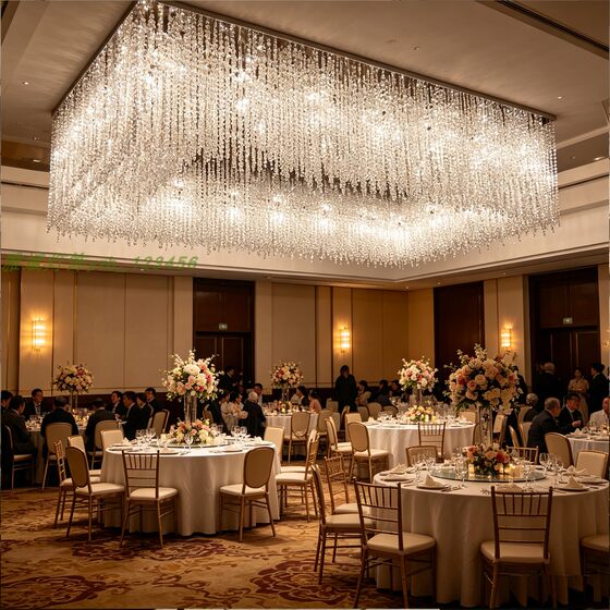 Crystal lamps for banquet rooms, light luxury square modern ceiling lamps, atmospheric engineering lamps for hotel clubs