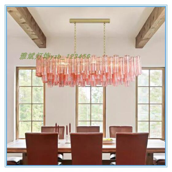 French mid-century style chandelier American bar light luxury glass lamp rectangular villa designer restaurant bedroom lamp