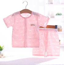Pure cotton jacquard baby summer thin air conditioning clothes for men and women baby newborn short-sleeved shorts two-piece set
