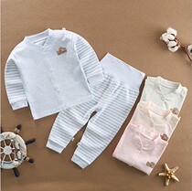 Newborn clothes Pure cotton baby clothes Spring and autumn baby underwear set Childrens autumn pants cardigan color cotton set