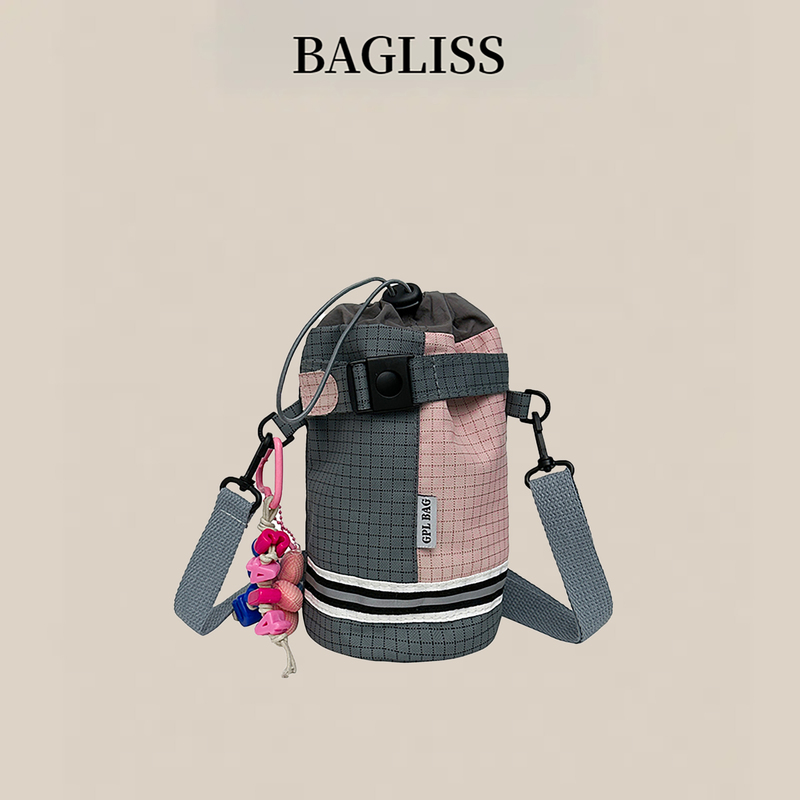 Outdoor Water Bottle Bag, Water Cup Bag, Women's Outdoor Waterproof Crossbody Bag, Water Bottle Cover, Korean Style Plaid Shopping Thermos Cup Cover