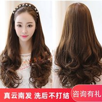 Real hair half head cover wig women without bangs hair Big Wave women long curly hair invisible real hair half head cover
