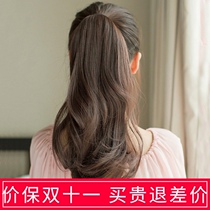 True hair ponytail wig female short big wave medium long curly hair 40 full live hair natural braid strap strap