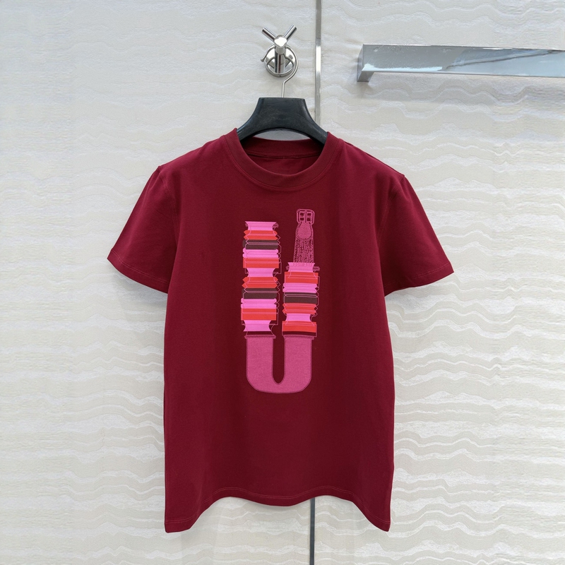 Nanyou Haute Couture Original Quality 26 Spring/Summer New Chain Positioning Print Round Neck Short Sleeve Pure Cotton Brushed T-Shirt for Women
