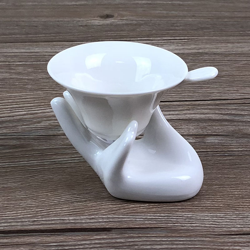 White Porcelain Hand Care Filter Kung Fu Tea With Tea Leak Net Buddha Hand Five Finger Tea Depository Jade Porcelain Ceramic Fine Dense Filter Tea Ware