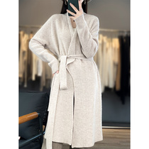 Pure needle GYC knitted wool mid-length 0 outer 1 set womens coat sweater wide new loose style autumn and winter open 0 jersey 2023