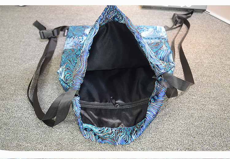 Peacock Feather Folding Draw Dây rút Túi ba lô Túi ba lô Túi sinh thái Giải trí Hồng Kông Phong cách Nam và Nữ cặp học sinh tiểu học nữ