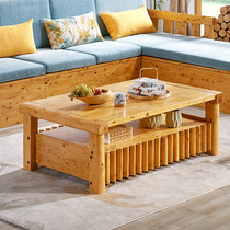 Full solid wood tea table Berwood log with pumping large storage tea table combination minimalist Gongfu tea table coffee table living room