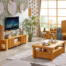 Chinese style full solid wood TV cabinet Composition minimalist log Berwood Living room Audiovisual Cabinet small 1 8 m Small family Type of furniture