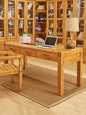 Cypress Chinese style all solid wood desk Calligraphy desk Simple desk Home computer desk Desk with drawer