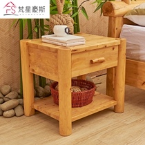  Modern Chinese style pure solid wood bedside table Log bed and breakfast locker Simple small cabinet side cabinet Cypress furniture