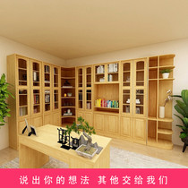 Solid Wood Berwood Whole Custom Bookshelf Full House Custom Floating Window Bookcase Desk Combination Full Wall Bookcase Customised To Top