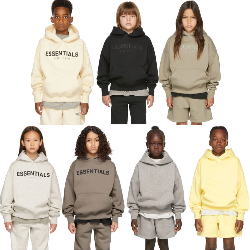 Ess Trendy Brand Children's Clothing Essentials Autumn and Winter Clothing European and American Style Loose Hooded Fleece Sweatshirt Set for Boys and Girls
