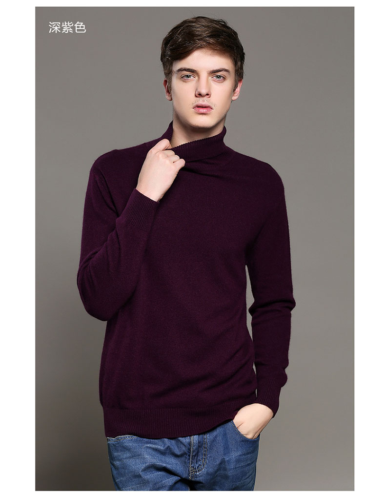 18 nam 100 áo len cashmere nguyên chất mùa thu và mùa đông của cổ áo cao đan dày đan áo len kích thước lớn áo len rộng áo hoodie cặp