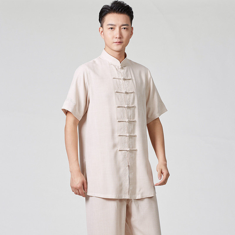 棉麻太极服男款:穿出太极风范,练功比赛两相宜!-太极服-淘宝百科网