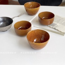 moodboard caramel color small Bowl hand pinch ceramic Japanese retro cute rice bowl sauce yogurt rice bowl