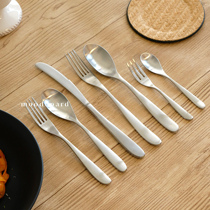 moodboard silver brushed stainless steel knife fork spoon 304 steak knife Western food fruit fork coffee mixing spoon