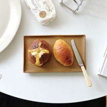 moodboard Japanese matte brown small tray sushi ceramic tea tray rectangular jewelry storage tray