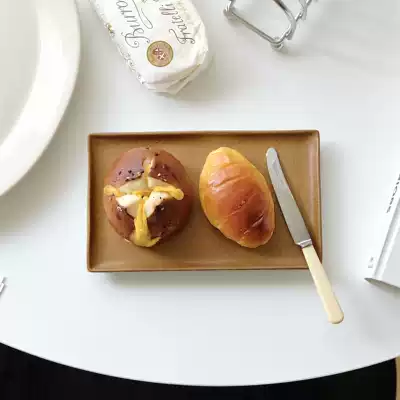 moodboard Japanese matte brown small tray Sushi Ceramic tea tray Rectangular jewelry storage tray