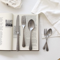 moodboard vintage do old stainless steel knife and fork spoon Western food cutlery dessert fork steak table knife fork