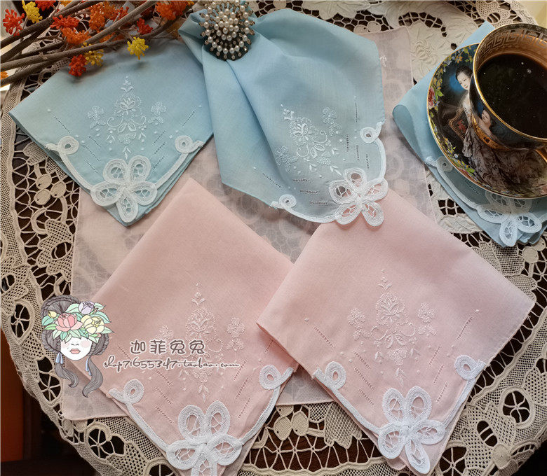 Foreign trade Export Colour retro pure cotton glass yarn inlaid with Hundred Generations Craftsmanship Gift Handkeratina